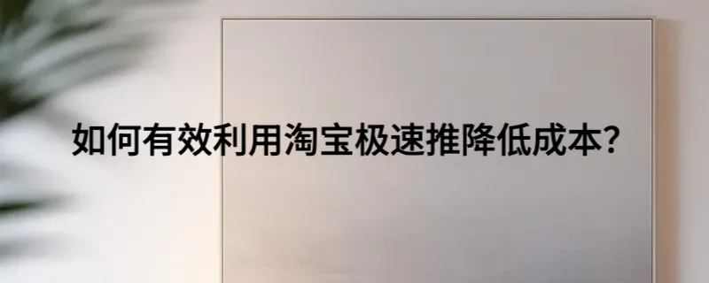 如何有效利用淘宝极速推降低成本？